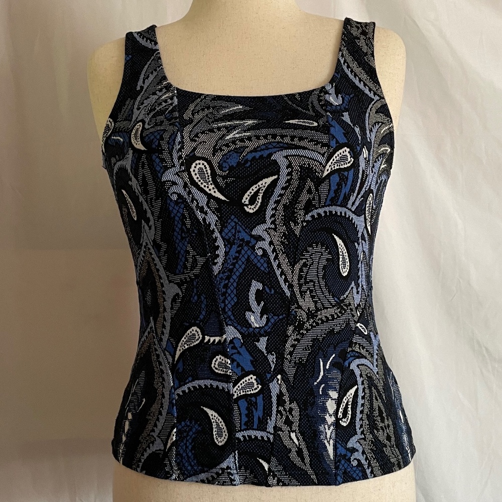EUC White House Black Market Paisley Print Tank Top Size Medium